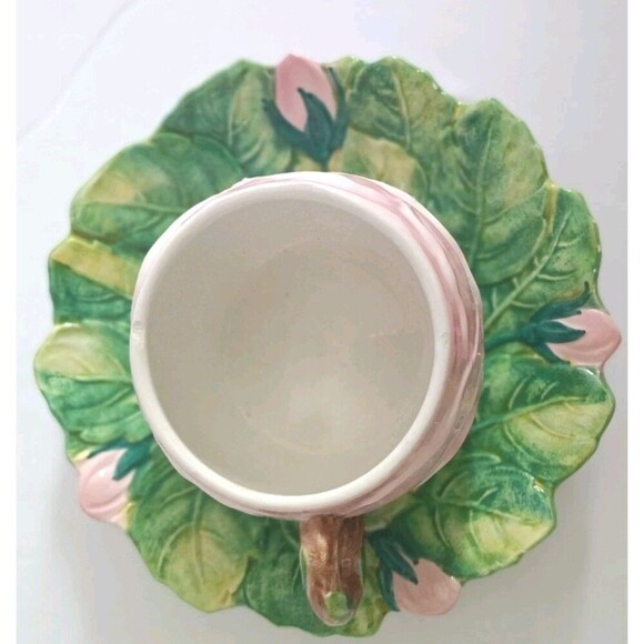 Zaccagnini Italy Pottery Roses Tea Cup & Saucer Set Made For Walter Hatches - Picture 3 of 11